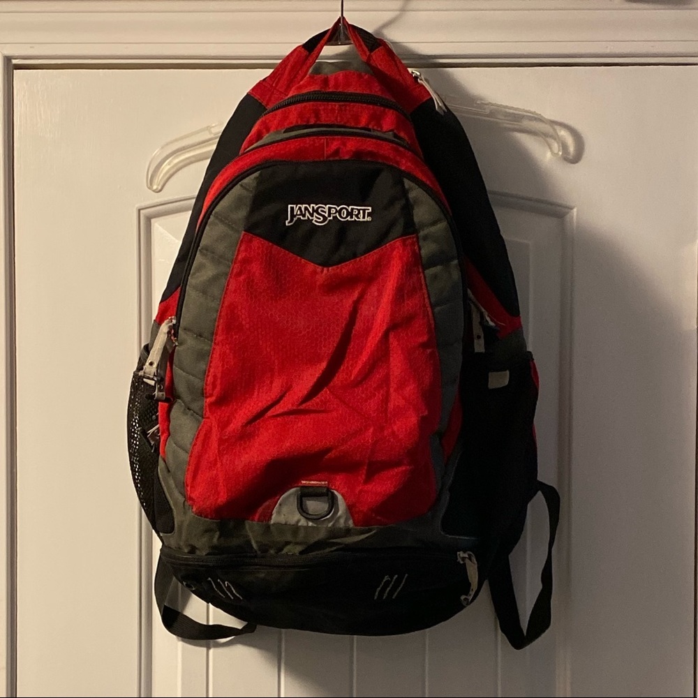 JanSport backpack red & black 5 zipper pockets